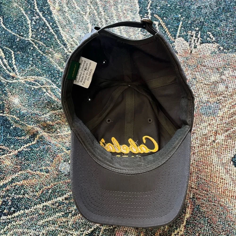 Vintage Cabela's Dark Gray Cap with Gold Embroidery Fishing Hunting Hat SnapBack